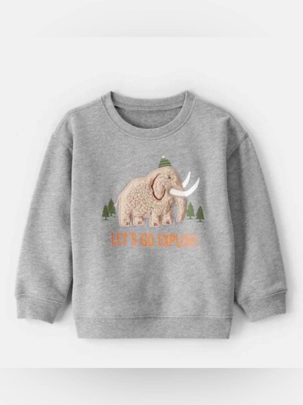 Carter's Gray Mammoth 'Let's Go Explore' Pullover Sweatshirt 2T
